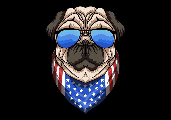 Pug Dog with eyeglasses vector