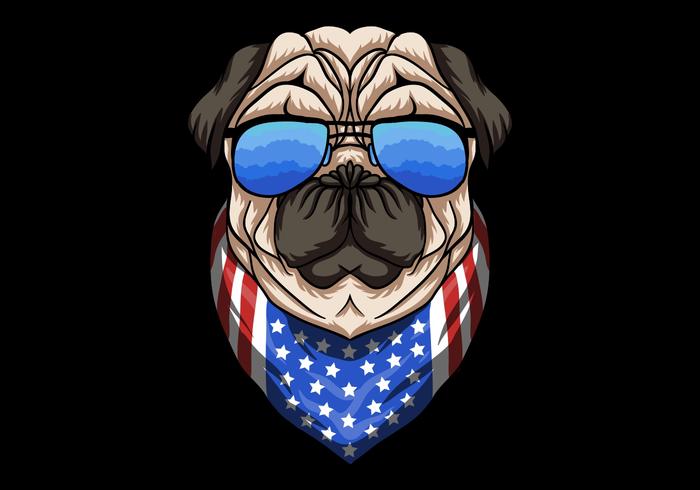 Pug Dog with eyeglasses vector