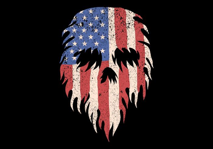 skull made of usa  flag vector