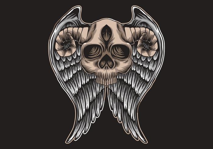 Skull with horns and Wings vector