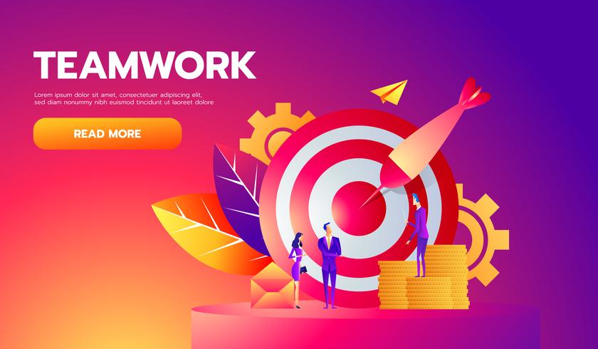 Teamwork isometric concept vector