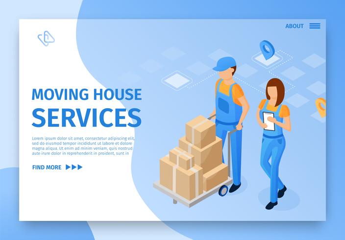 Flat Banner Inscription Moving House Services vector