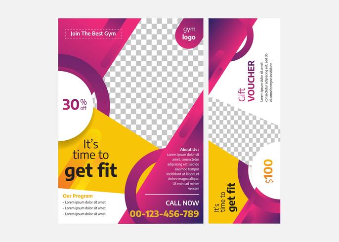 Modern Gym Flyer Template with Abstract Shapes Design vector