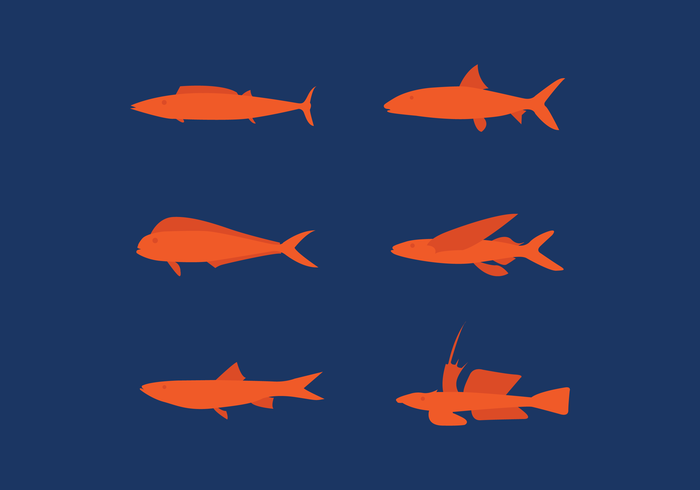 Speedy set of saltwater fish vector