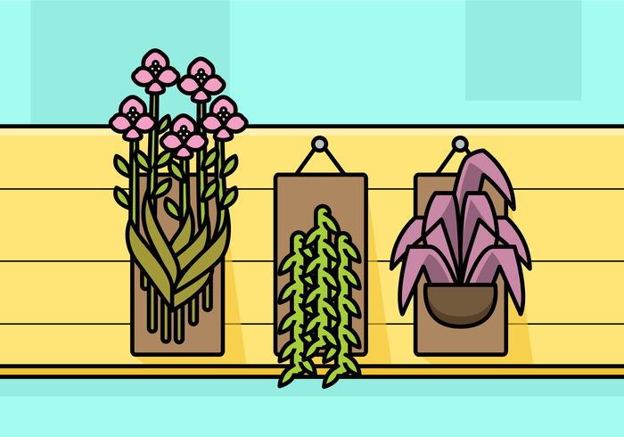 Conjunto de plantas colgantes botánicas vector