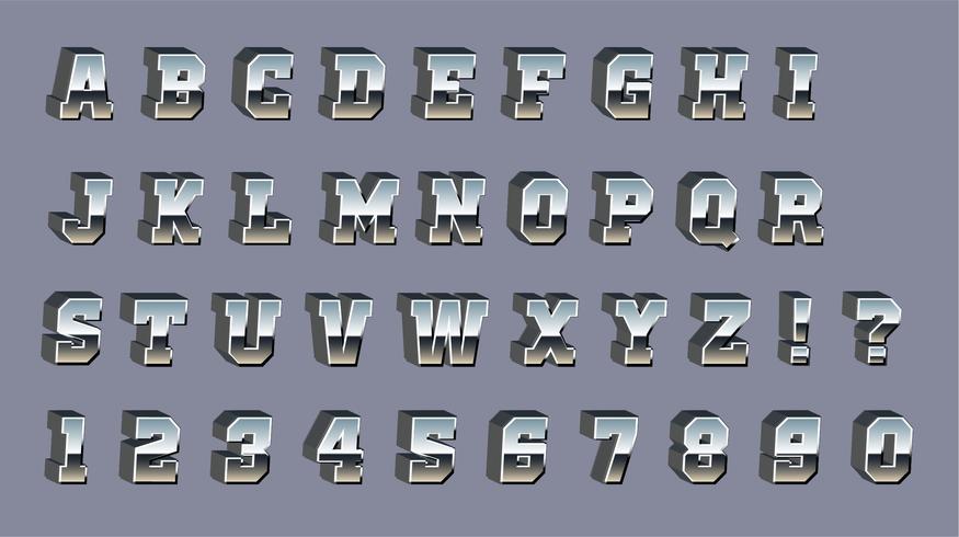 Vector Chrome 3d Font