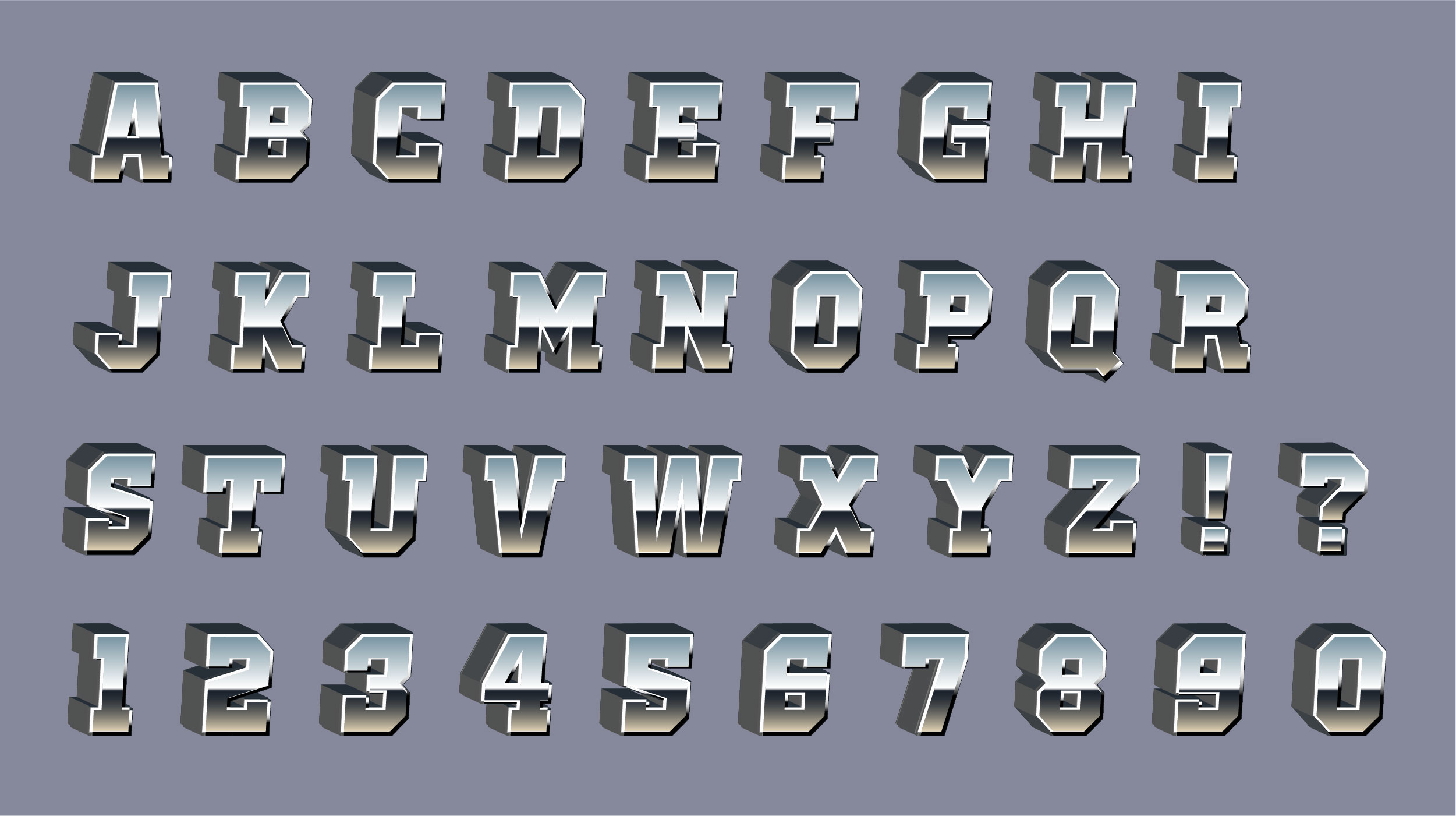 Vector Chrome 3d Font 663574 Download Free Vectors Clipart Graphics