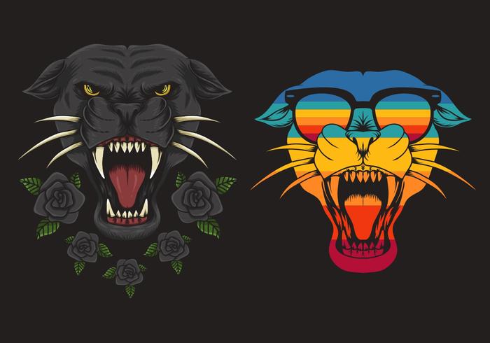Retro Panther Set vector