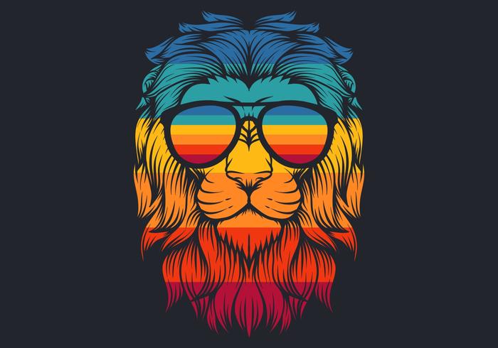 lion with retro eyeglasses vector illustration