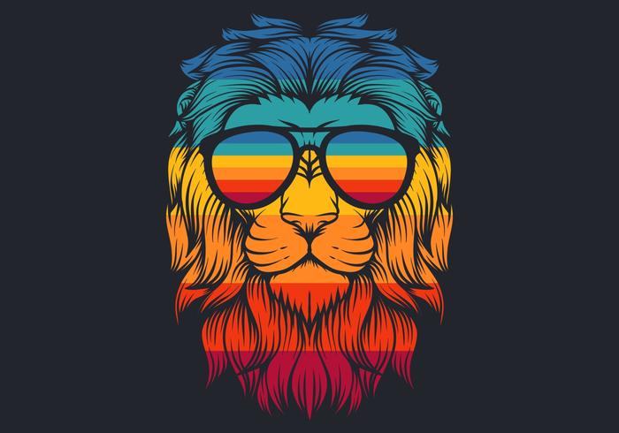 lion with retro eyeglasses vector illustration