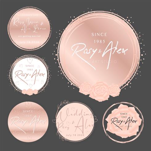 Rose gold hand Drawn Logo Design vector