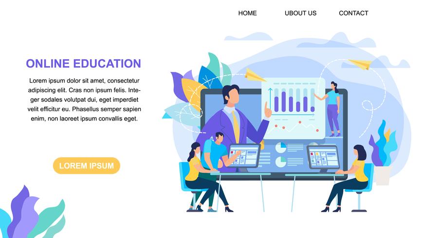 Banner horizontal de educación en línea con espacio de copia vector