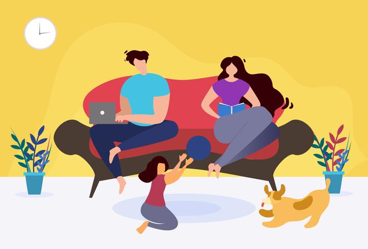 Rest and Relax at Home Thematic Family vector