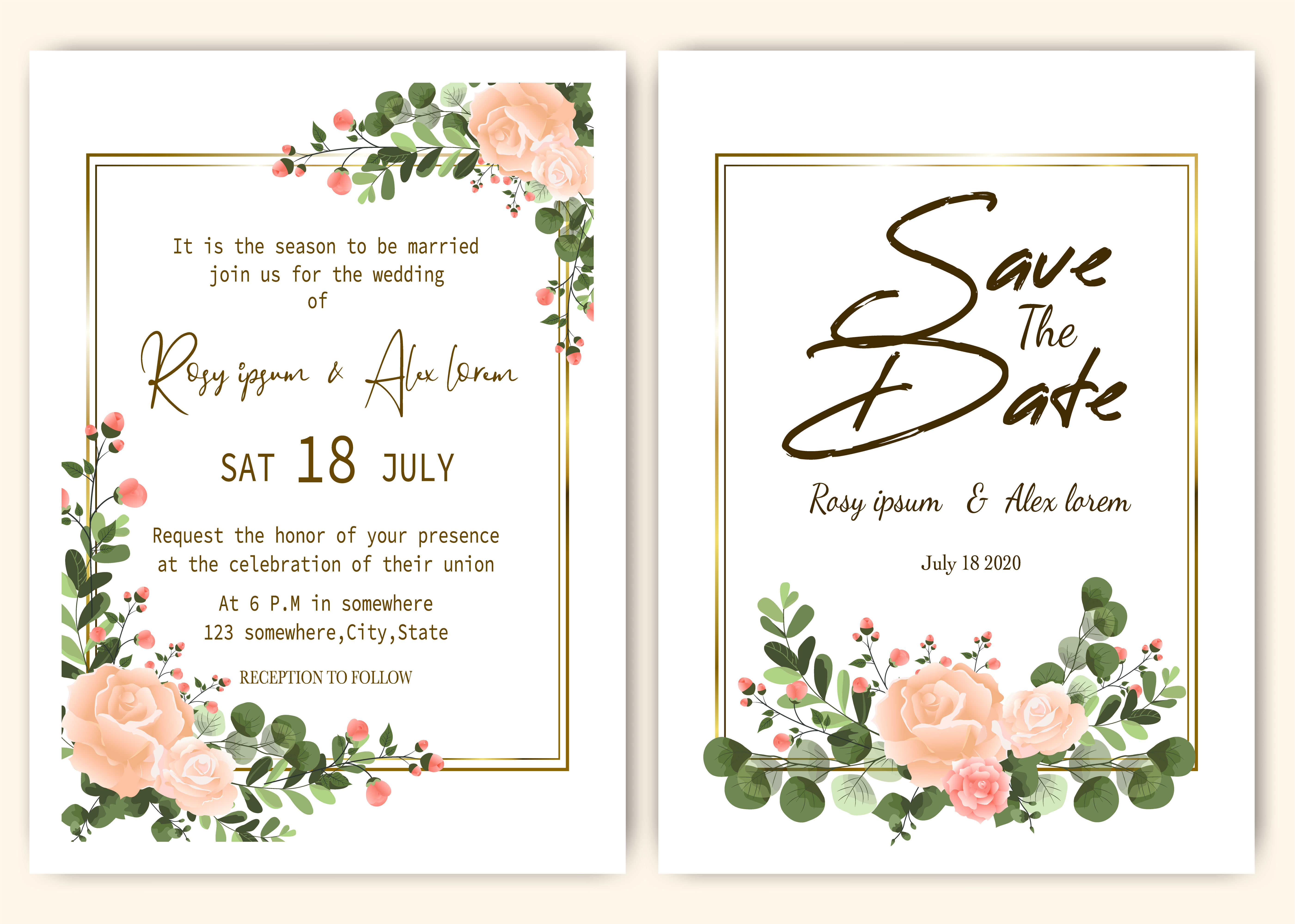 Download Hand drawn floral wedding invitation - Download Free Vectors, Clipart Graphics & Vector Art