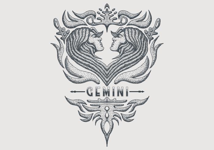 Signo del zodiaco Géminis vintage vector