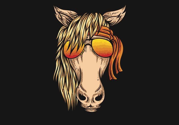 horse wearing eyeglasses and bandana vector