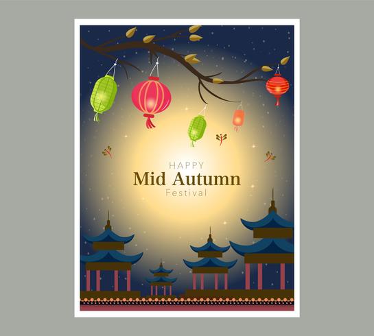 Chuseok Chinese lantern banner design vector