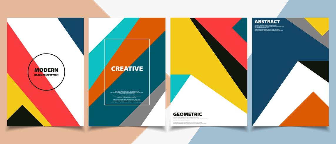 Modern colorful brochure in geometric pattern set vector