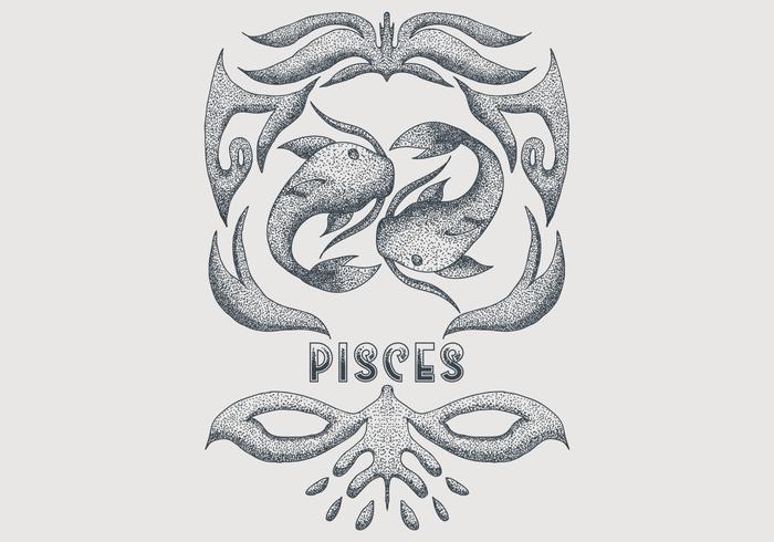 decoración vintage de la muestra de Piscis vector