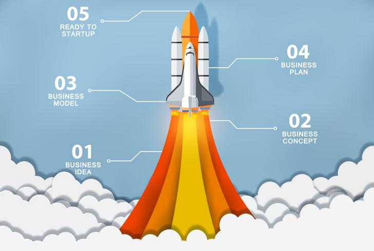 Rocket Launching to Business Model  vector