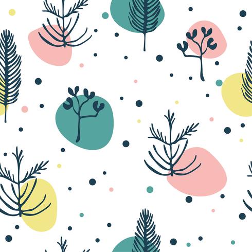 Abstract Scandinavian Floral seamless Pattern vector