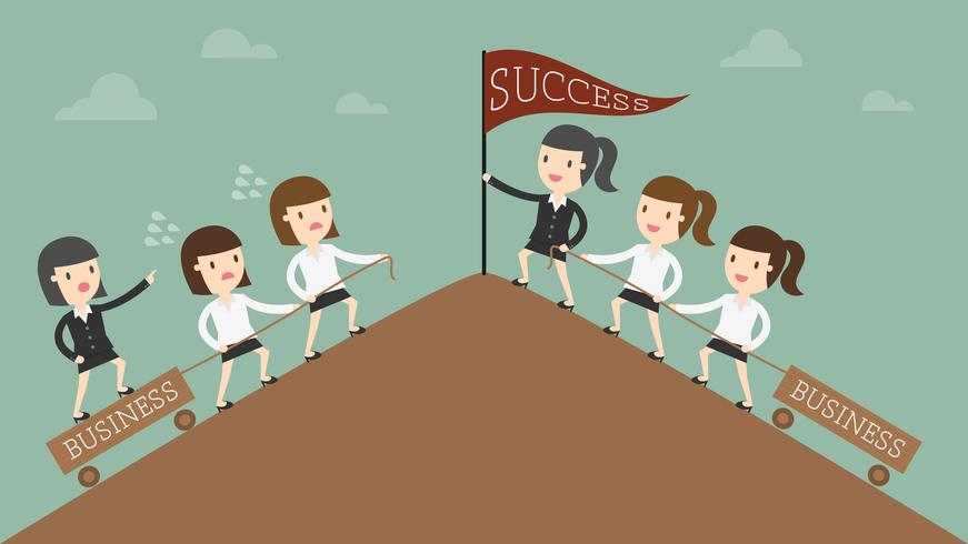 Business women reaching goal vector