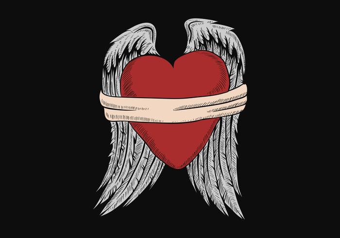 bound heart with wings vector