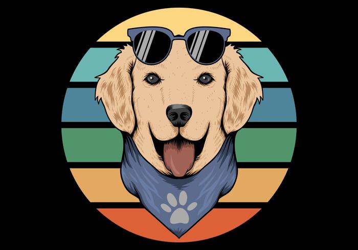 retro dog wearing bandana vector