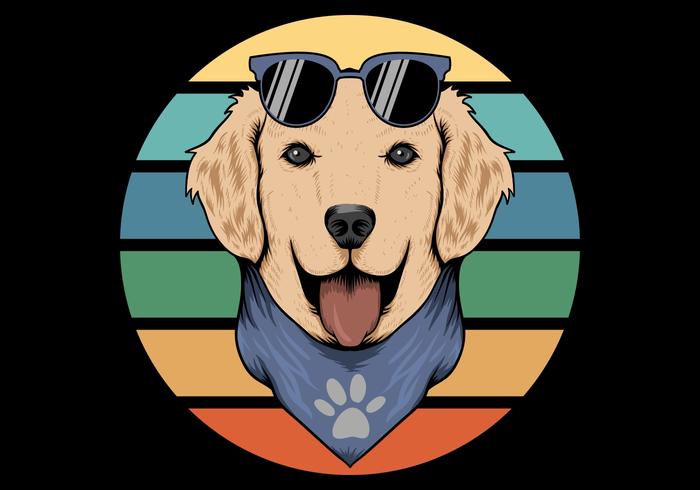 retro dog wearing bandana vector