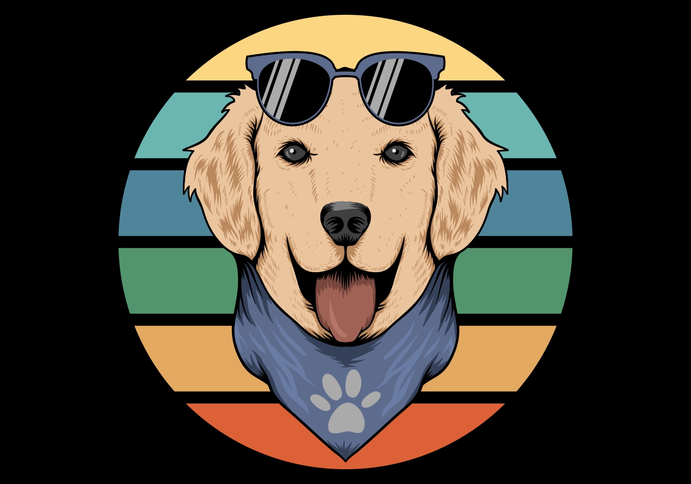 retro dog wearing bandana 663861 Vector Art at Vecteezy