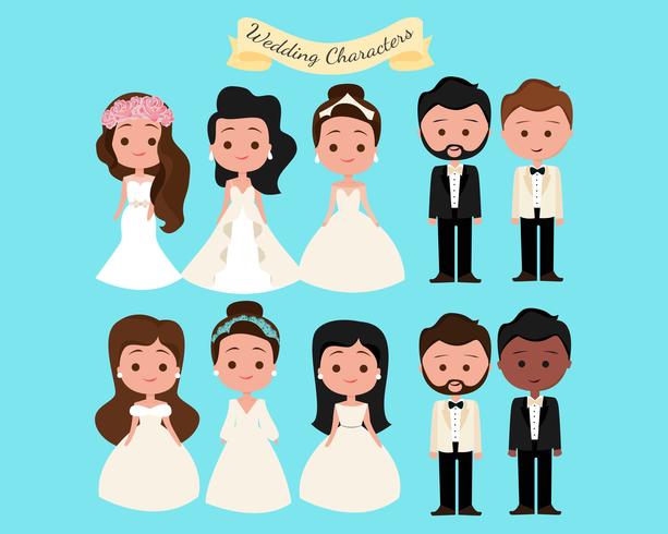 Personajes de boda vector