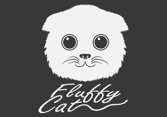 fluffy white cat head vector