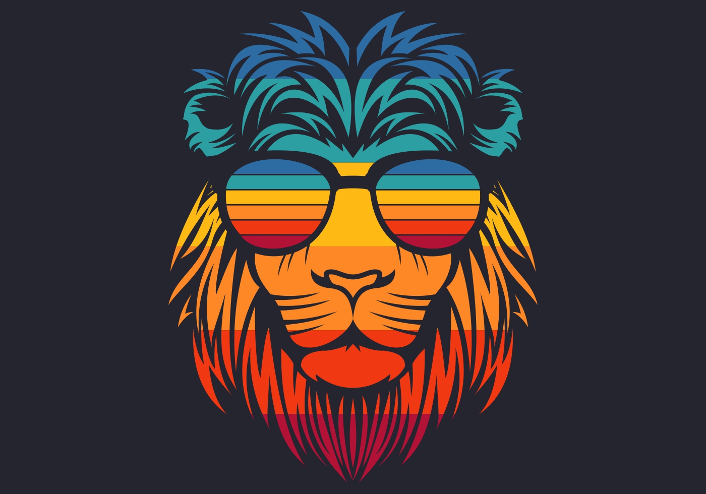 Download retro lion head wearing eyeglasses 663887 Vector Art at ...
