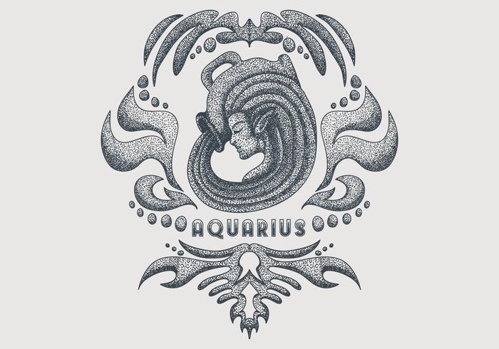 signo del zodiaco acuario vintage vector