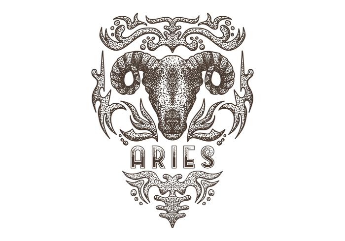 Signo zodiacal aries vintage vector