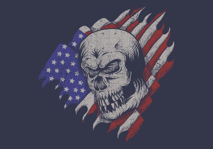 skull in front of usa flag vector