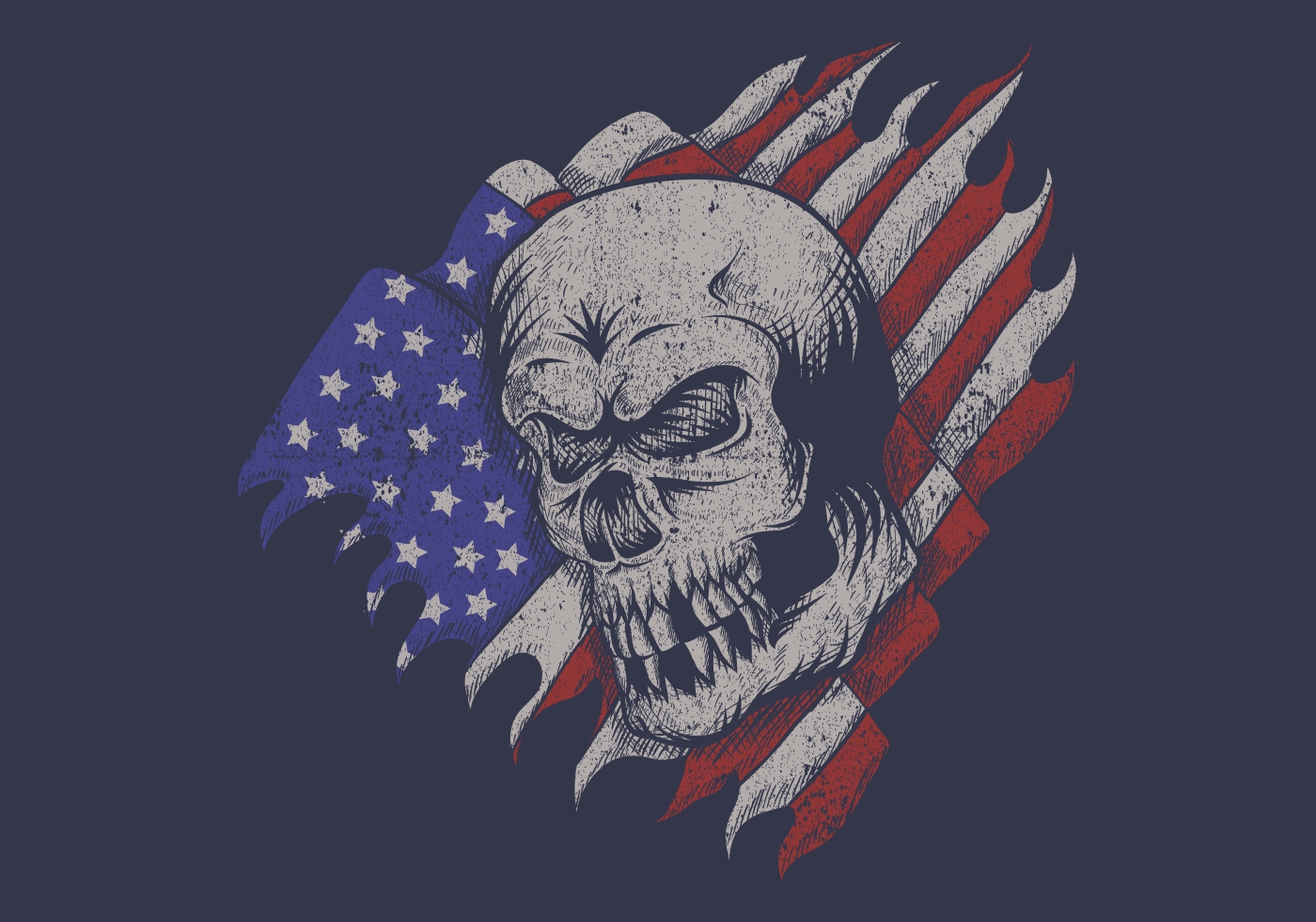 Distressed American Flag Skull Svg