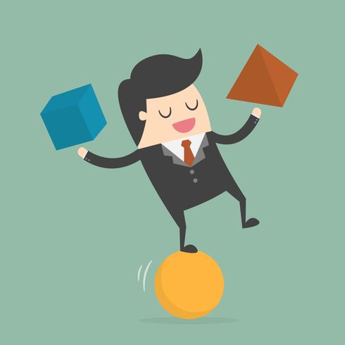 Businessman Balancing On Ball vector