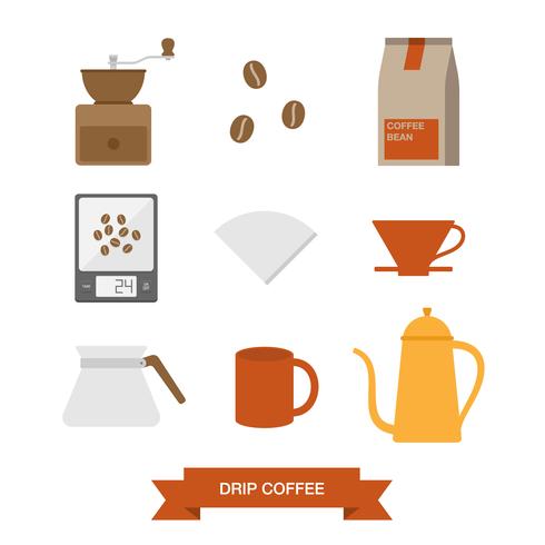 Conjunto de iconos de café por goteo vector