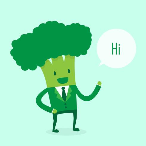 Broccoli business man saying hi vector