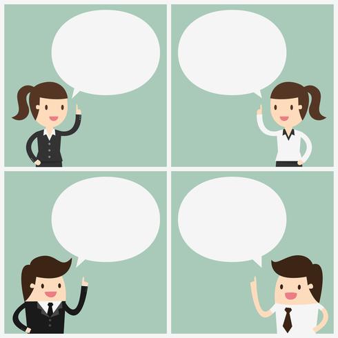 Business people with speech bubbles set vector