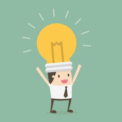 Businessman with light bulb on head vector