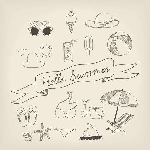 Hand drawn Summer set vector