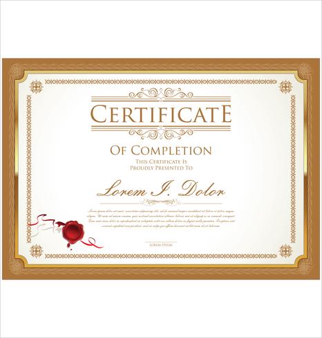 Certificado o diploma ilustración de vector de plantilla de diseño retro