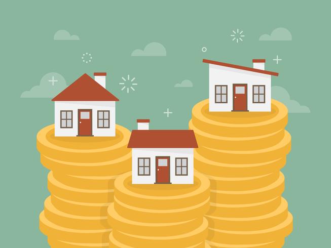 Houses on stacks of coins vector