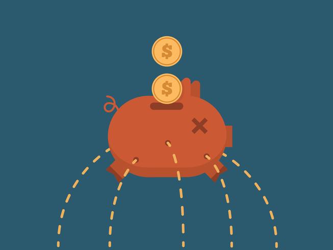 Leaking Broken Piggy Bank vector