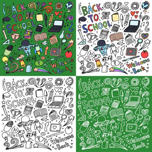 Back to school doodle art bundle vector