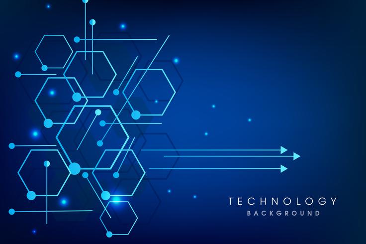 Vector illustration circuit board and hexagons background