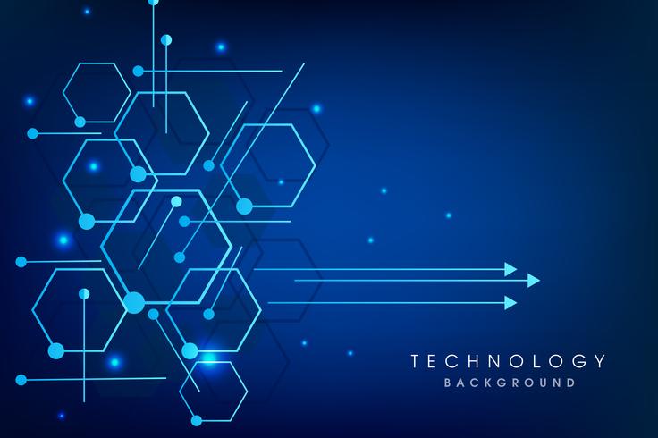 Vector illustration circuit board and hexagons background