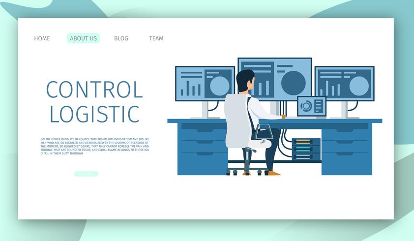 Engineer Workplace Character Working on Computer vector